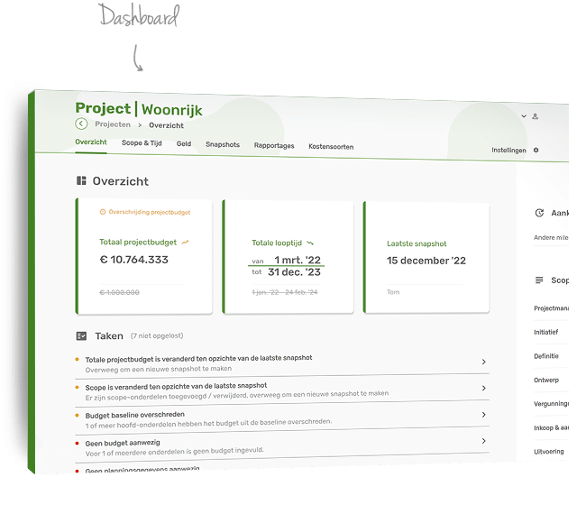 Simjo- Projectmanagementtool overzichtscherm